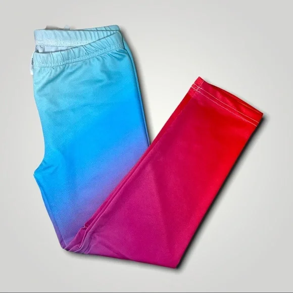 STELLA BLU  NWT IRREGULAR LCUTE RAINBOW OMBRE LEGGINGS RED PINK BLUE - Picture 4 of 7